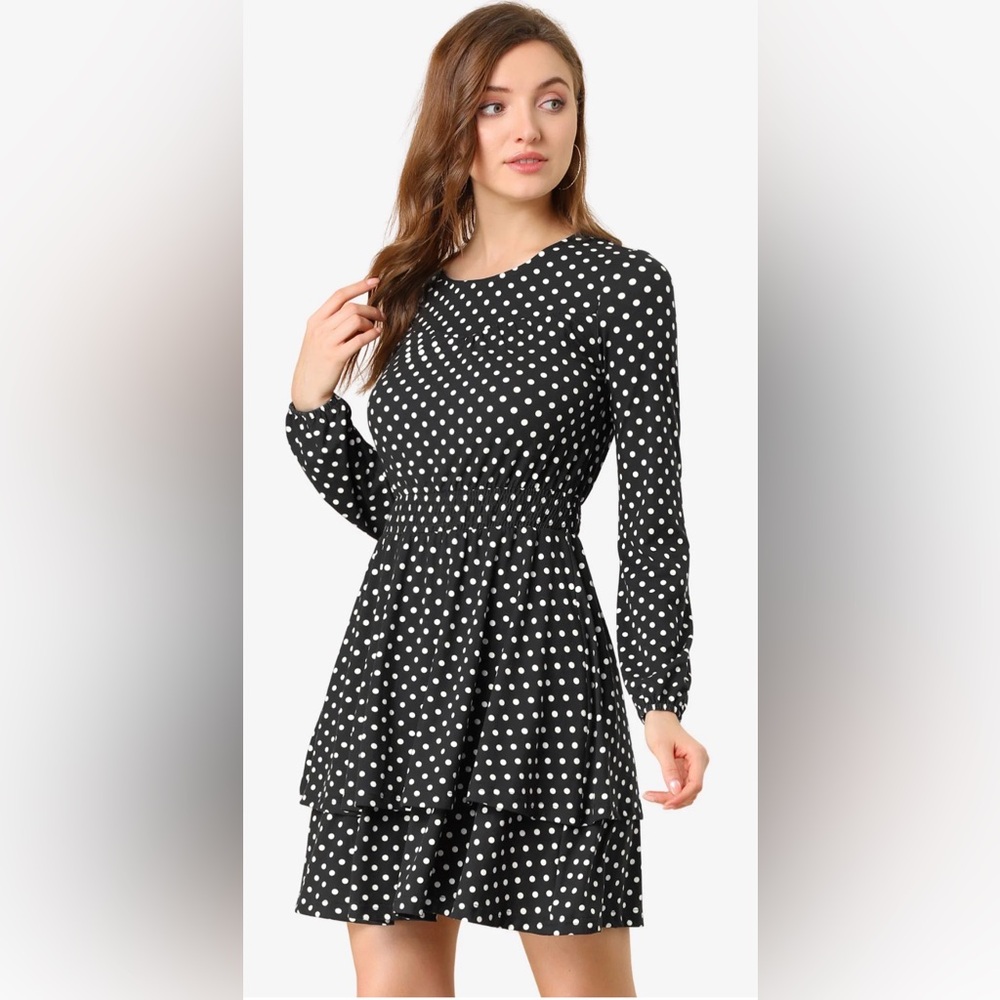 Polka Dots round collar Party Dress/short NWT L